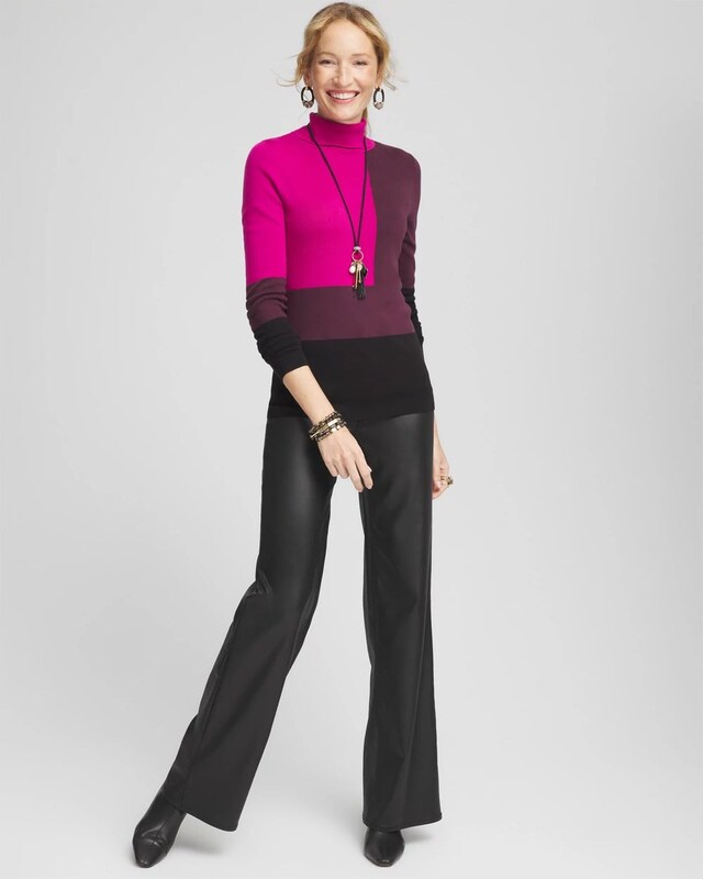 Ecovero Colorblock Turtleneck Pullover Sweater - image 2
